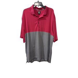 FootJoy Mens Pink & Gray Striped Polo Shirt Lightweight Performance Size XXL